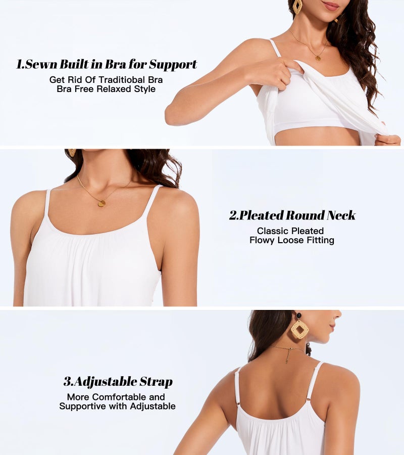 ANYFITTING Camisoles for Women with Built in Bra Adjustable Strap Tank Tops Cami Sleeveless Summer Tops for Workout Sleeping Traveling - Image 4